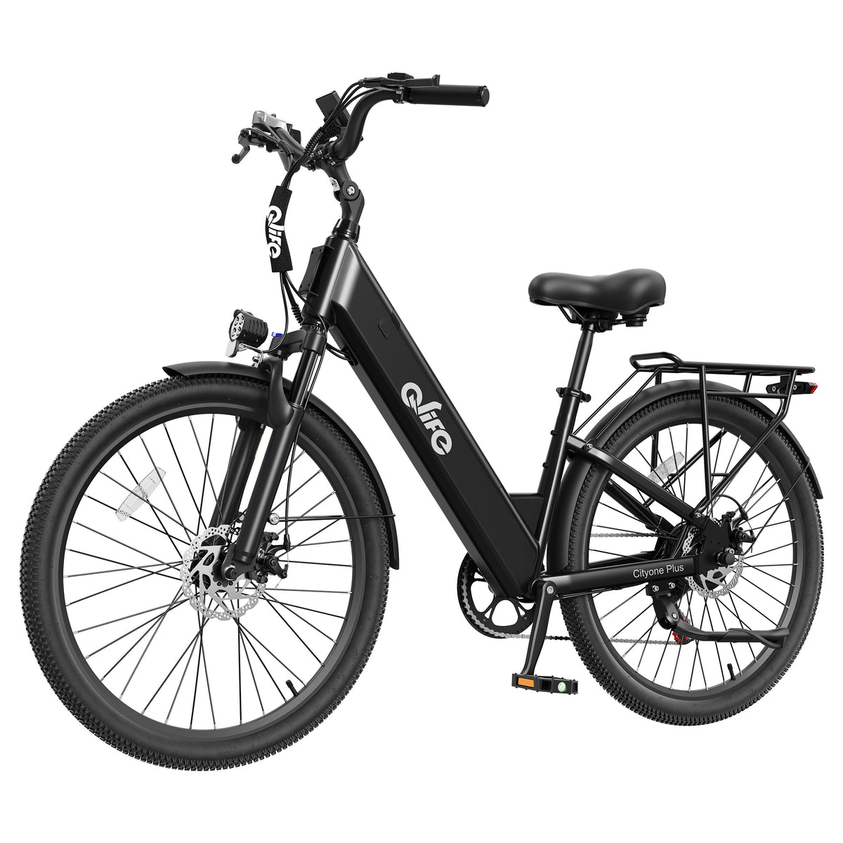Black Qlife CITYONE PLUS step-through electric bike, manufacturer photo