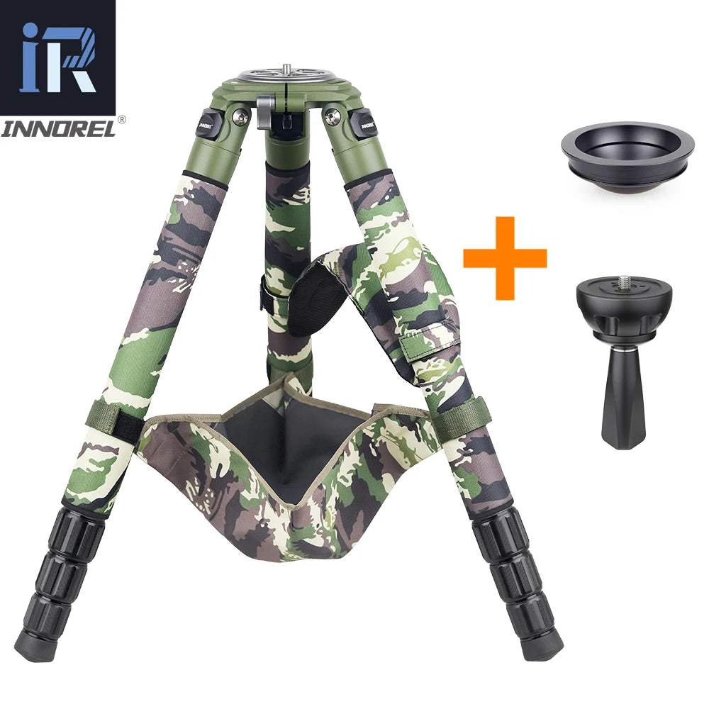 INNOREL RT90CG Camouflage Carbon Fiber Tripod 40mm Professional Birdwatching Heavy Duty Camera Stand 40kg Load for DSLR Cameras