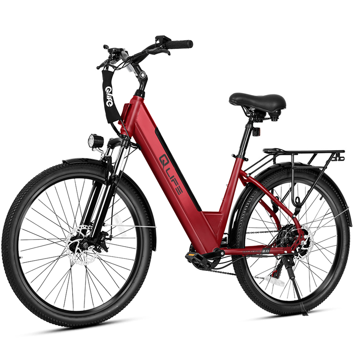 Red Qlife CITYONE 2.0 step-through electric bike, supplier photo