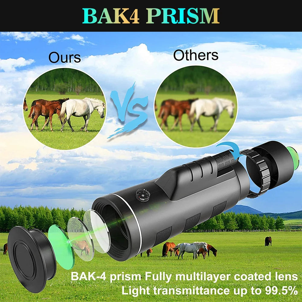 High Power Monocular Telescope With Phone Holder And Tripod