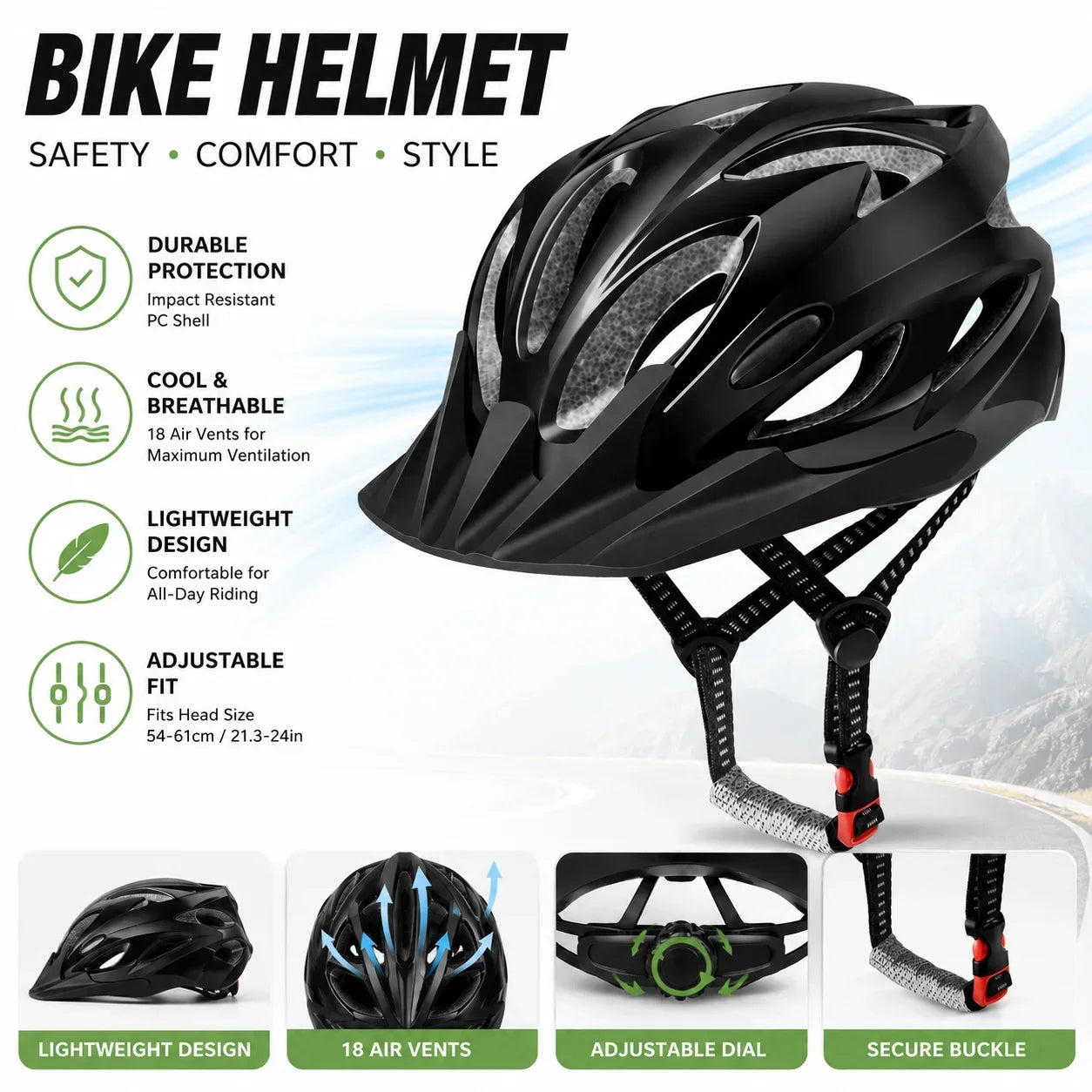 Road Bike Helmet with Detachable Visor Cycling Helmet Adult Men Women MTB Bicycle Helmet CE Certified Safety