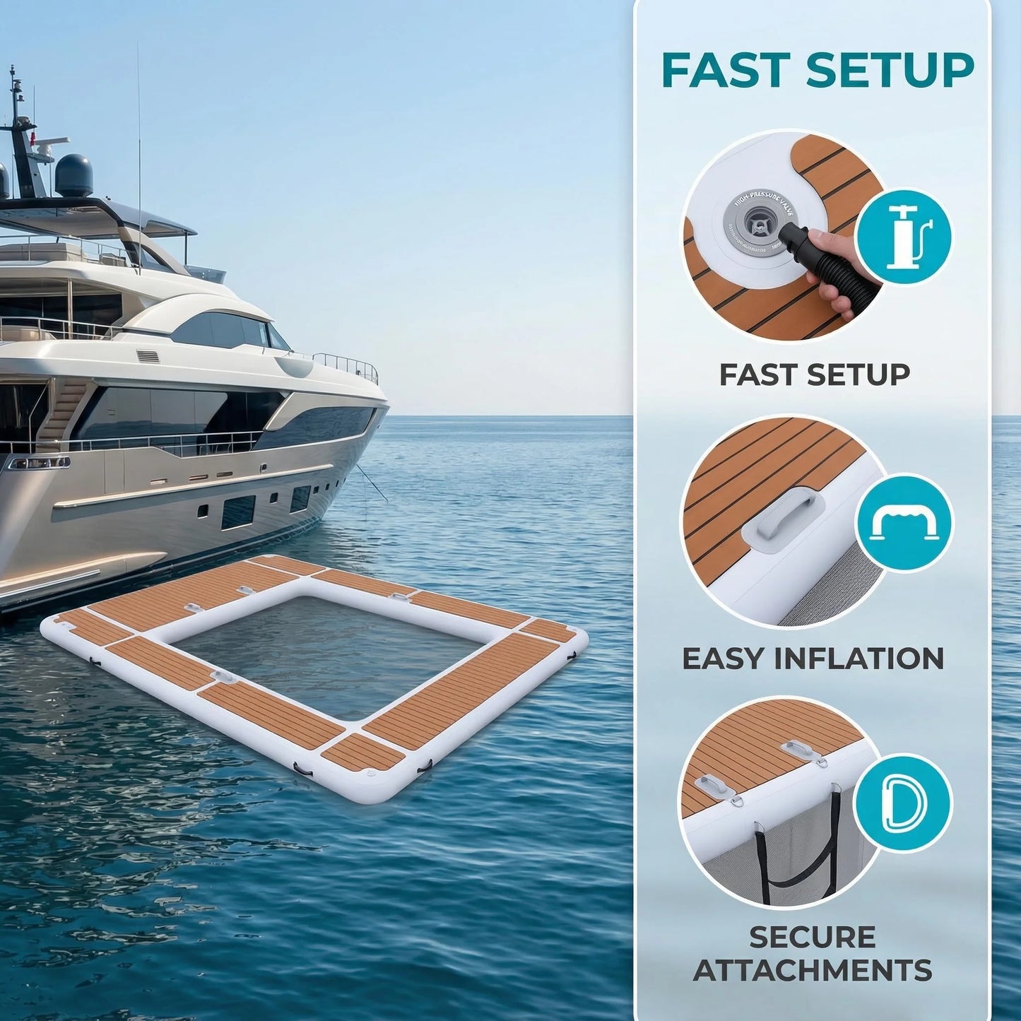 Ejia Inflatable Pool Float Platform Dock With Non Slip Surface