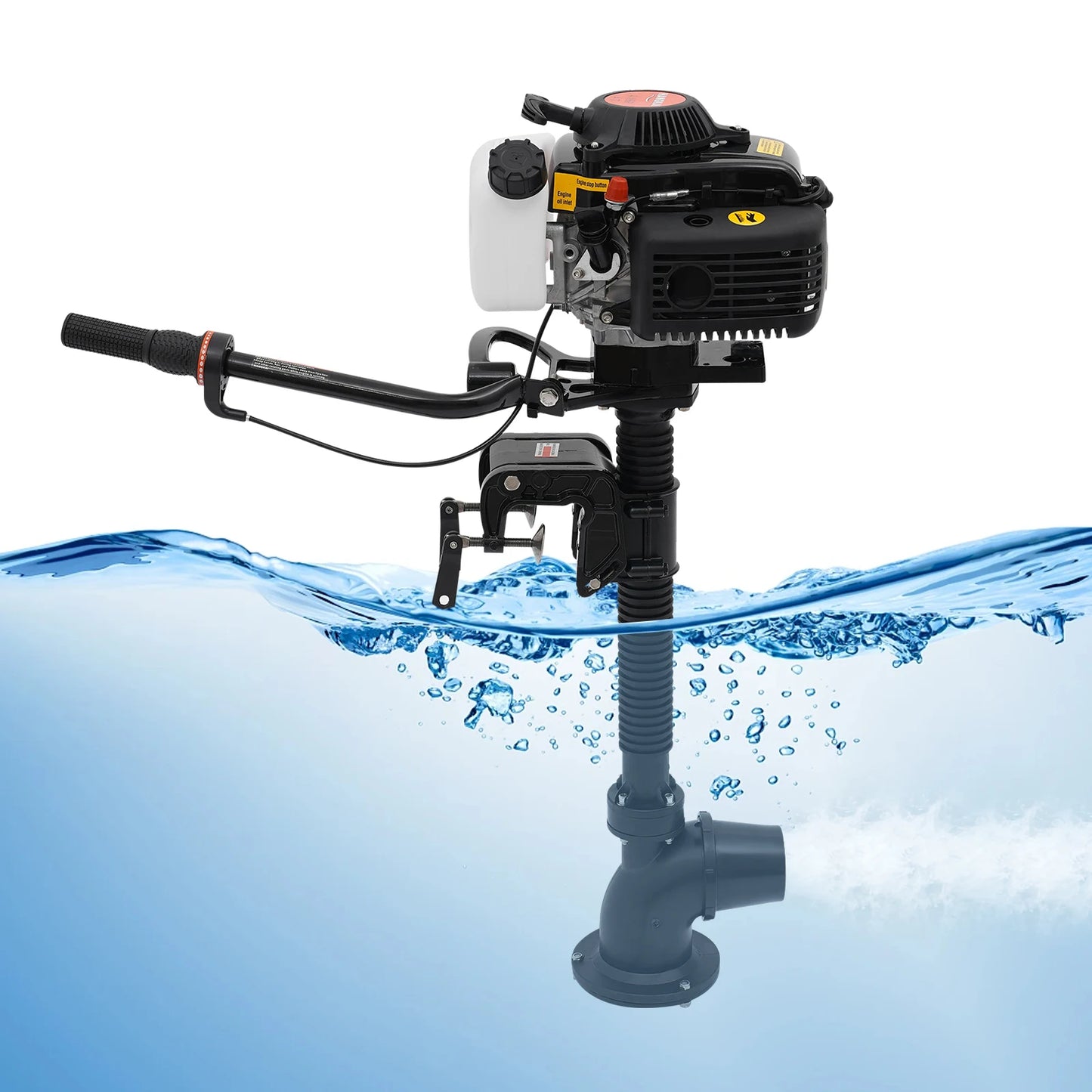4HP 55cc 4-Stroke Outboard Motor, 2900W Boat Engine with Jet Pump, 360° Tilt for Inflatable Fishing Boats, Manual Start