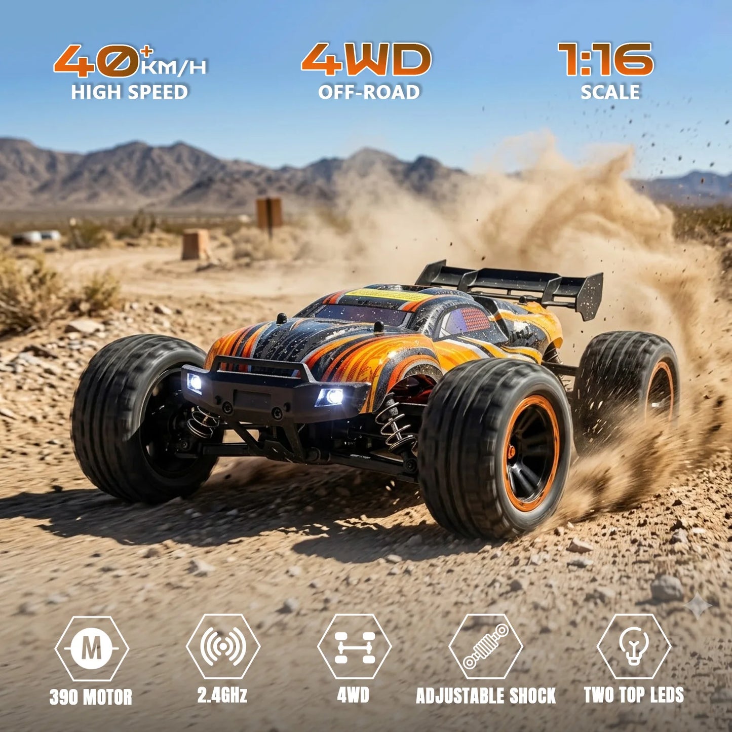 HAIBOXING 16890S 1:16 RC Truck, 4WD Off Road RC Car,Max Speed 25MPH,Waterproof Electronic Components, Suitable for all terrains