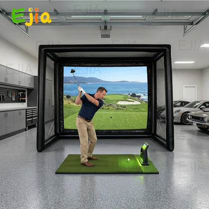 Ejia Inflatable Golf Simulator Enclosure With Projection Screen For Practice