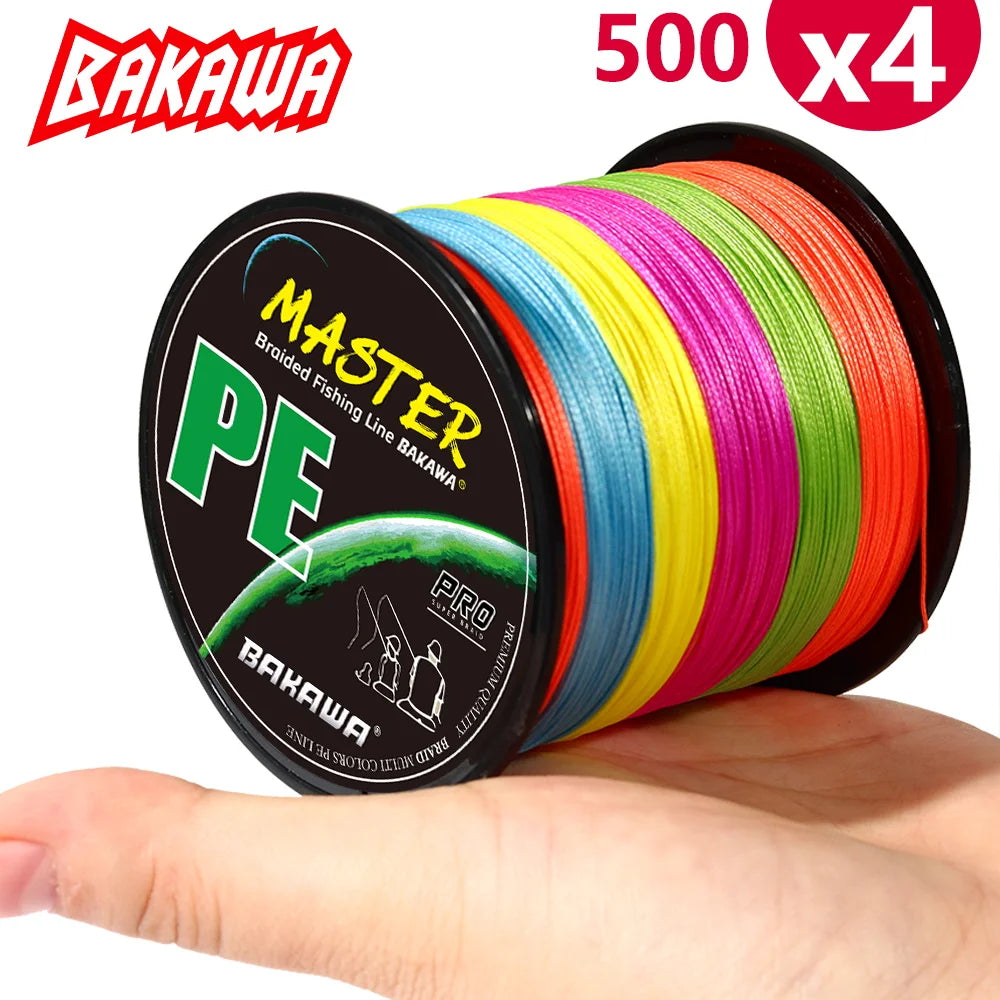 BAKAWA 4 Strands Fishing Line 500m 546yds Multicolour Braided PE Fishing Strong Fishing wire Multifilament Durable Fishing Line