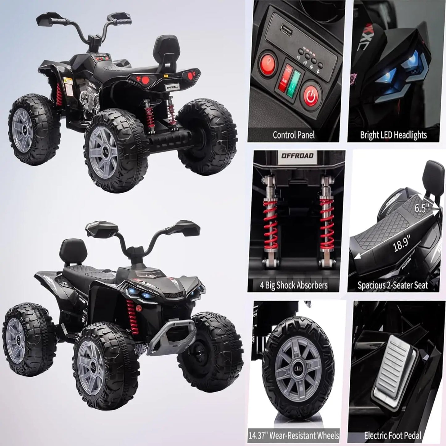 24V Kids Electric ATV Four Wheeler With Dual 550W Motors