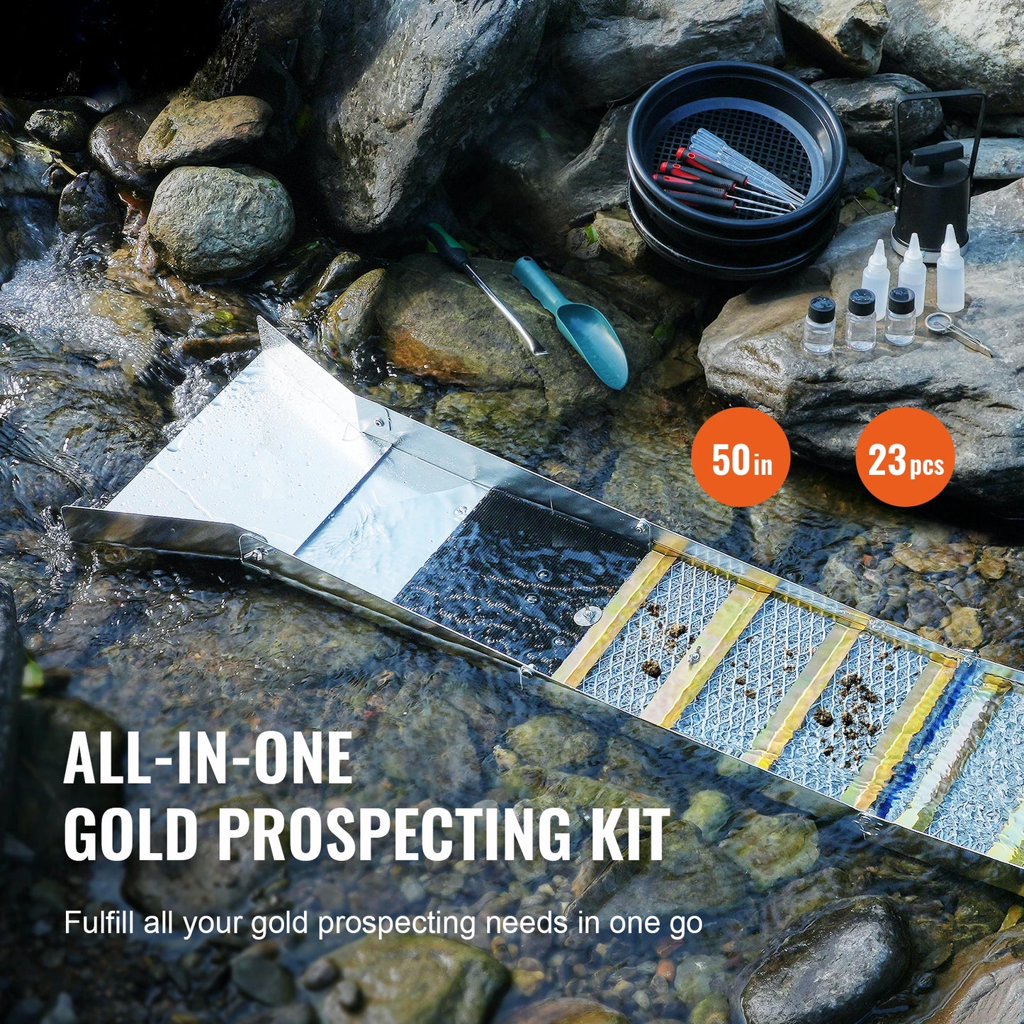 SucceBuy Gold Panning Kit With Sluice Box And Prospecting Accessories