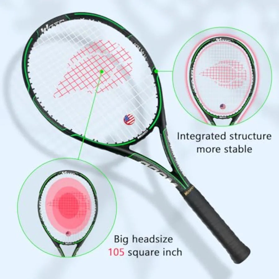 Adult 2 Player Tennis Racket Perfect for Beginner and Professional Players, 27" Speed Tennis Racquet Include Overgrips, Tennis