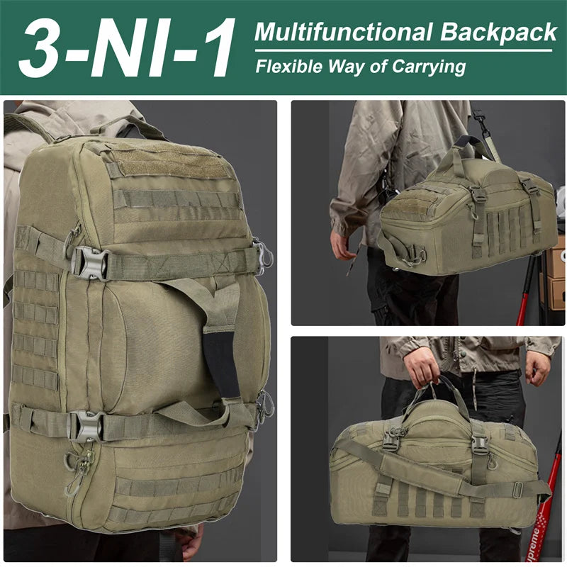 LQARMY Outdoor Mountaineering Bag MOLLE Tactical Backpack Hiking Duffel Bag