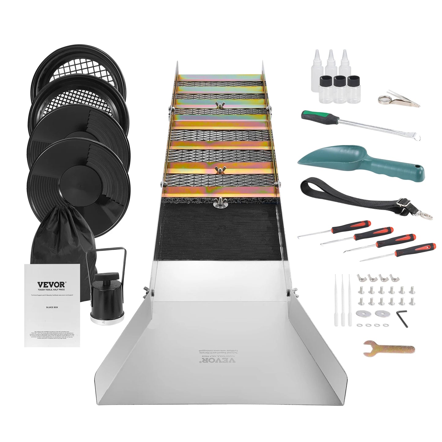 Complete Sluice Box Gold Panning Kit Aluminum Alloy Prospecting