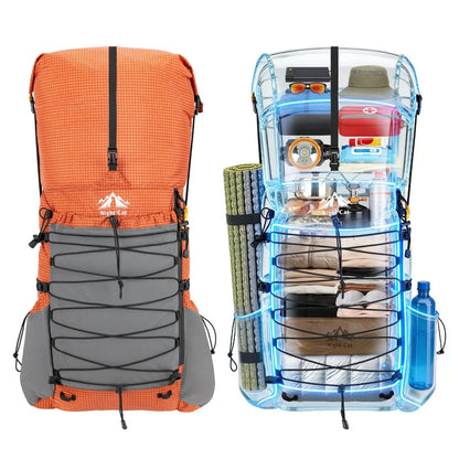 Night Cat Roll Top Hiking Backpack With Rain Cover