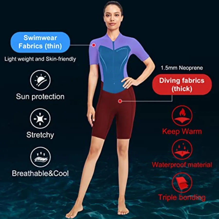 Men 1.5mm Neoprene Wetsuit Shorty For Water Sports