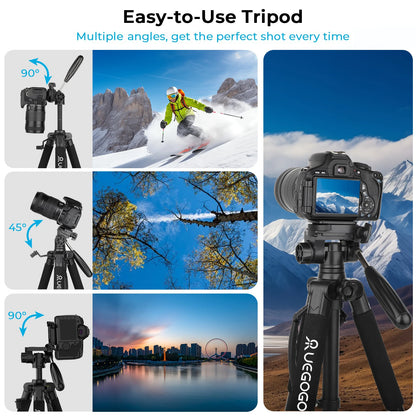 74" Professional Camera Tripod – Heavy-Duty Support for DSLR, Mobile & Projector |  Vlogging Tripod with Carry Bag