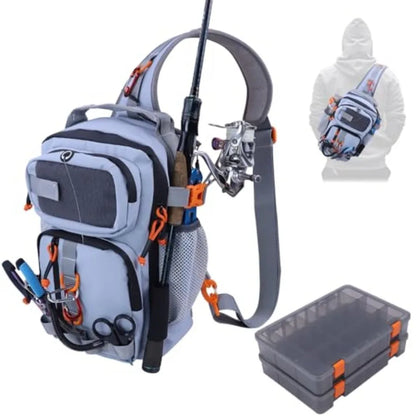 Water Resistant Fishing Backpack With Tackle Boxes And Rod Holder