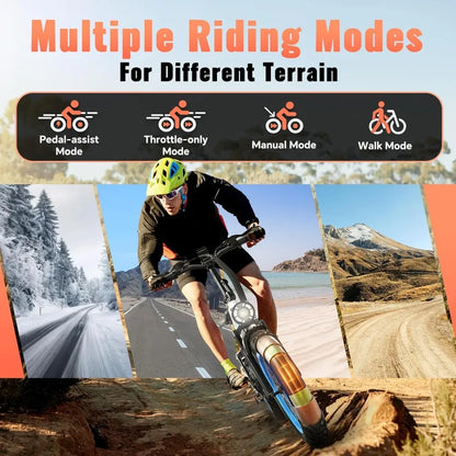 Folding Electric Fat Tire Bike 1500W Motor With Removable Battery