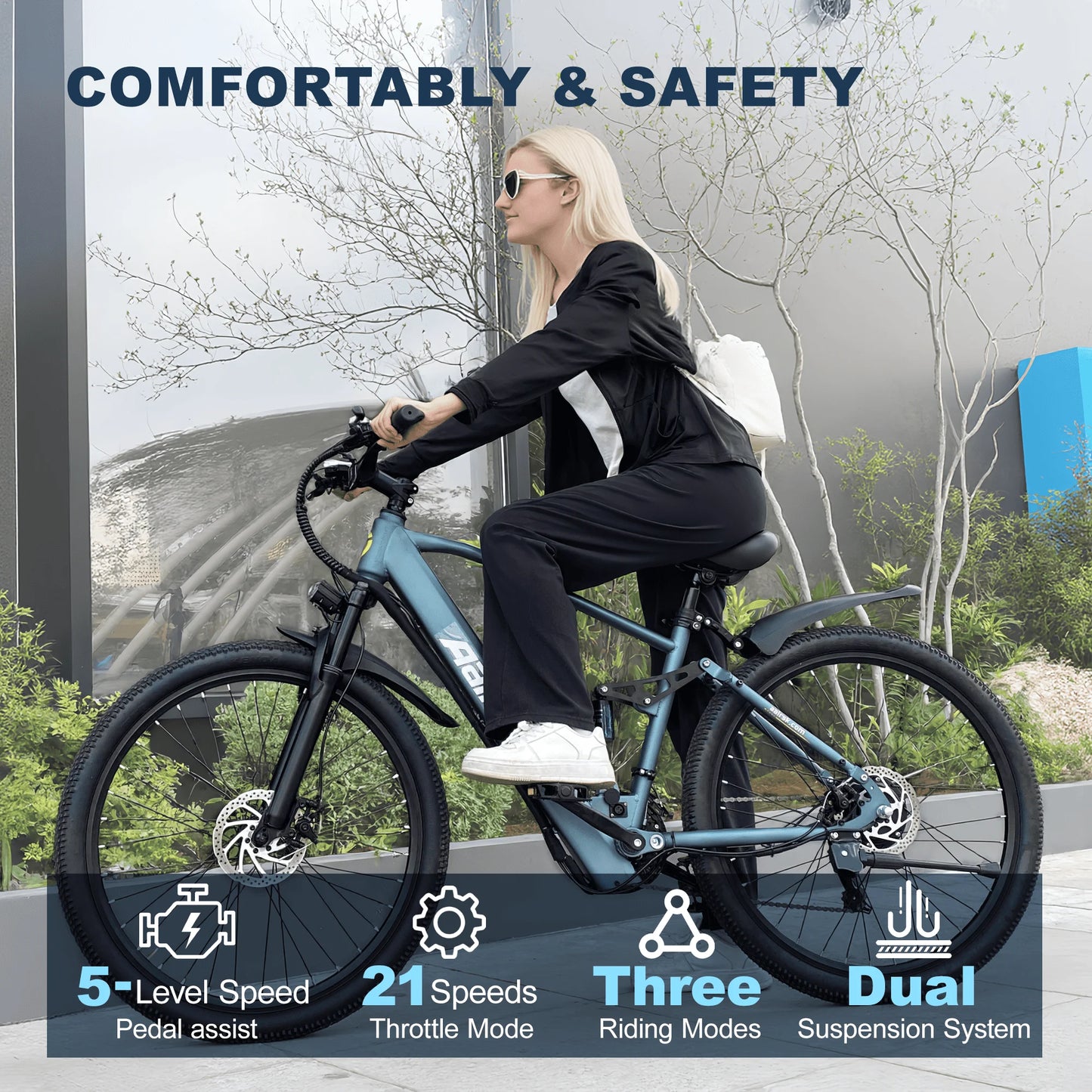 EOEOTWO Electric Mountain Bike 750W Peak With 36V Battery