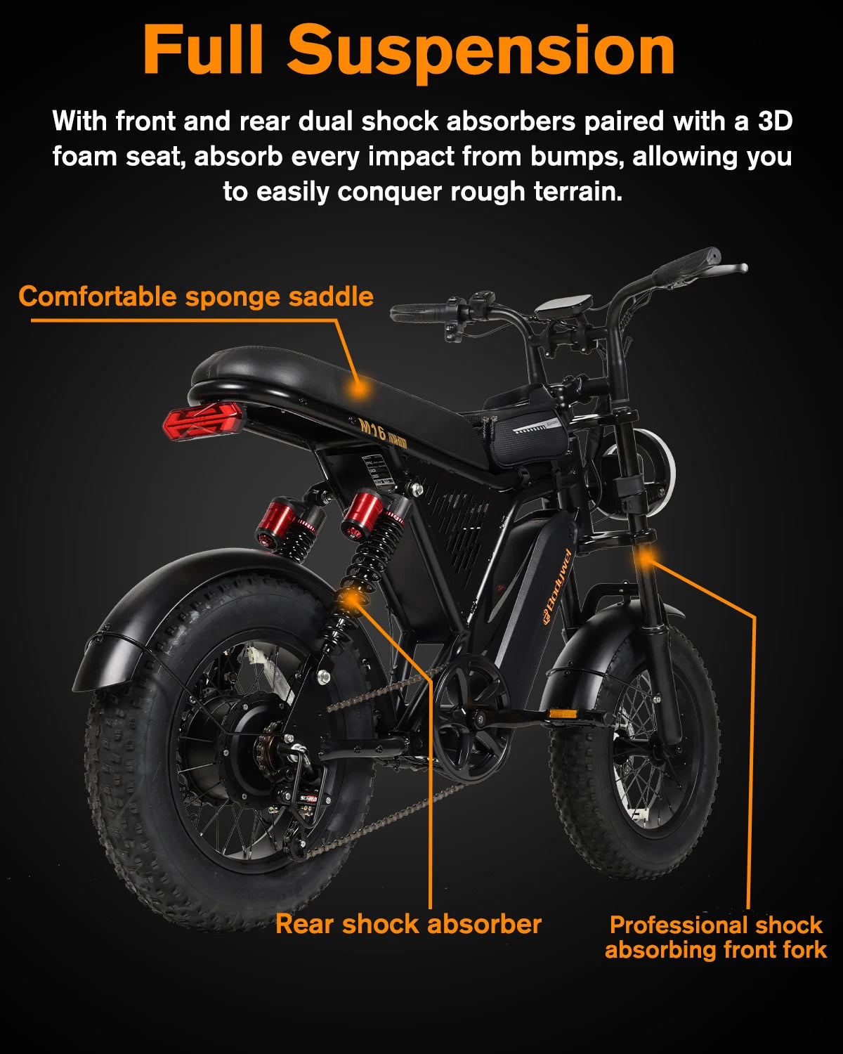 Bodywel M16 Pro Fat Tire Electric Bike With Removable Battery
