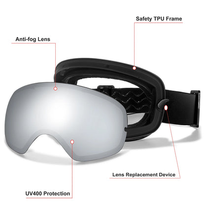Winter Ski Goggles UV400 Anti Fog Unisex Snowboard Eyewear