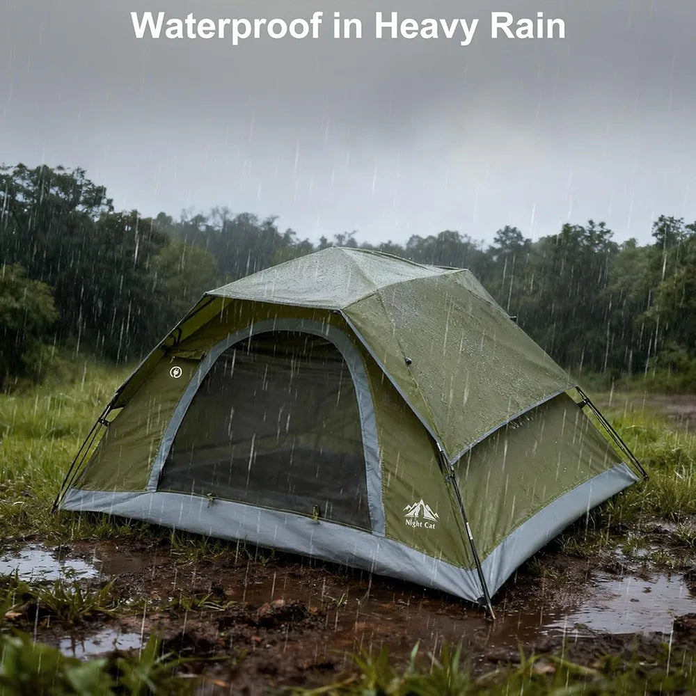 Night Cat Three To Four Person Waterproof Camping Tent With Rainfly Double Layer