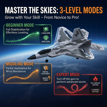 RCkuler F22 4 Channel RC Airplane Ready To Fly Lights