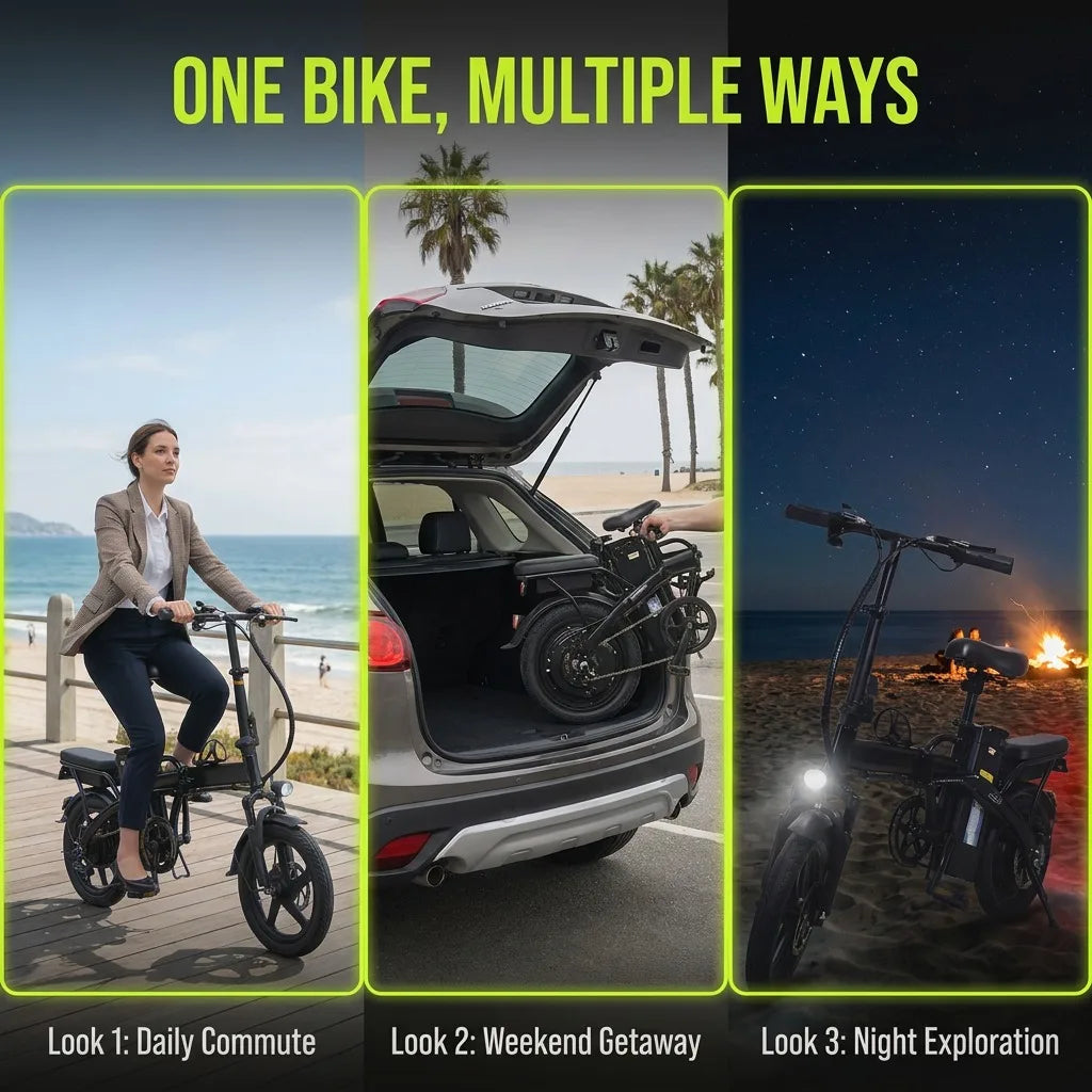 Folding Electric Bike With Rear Seat And 48V Battery