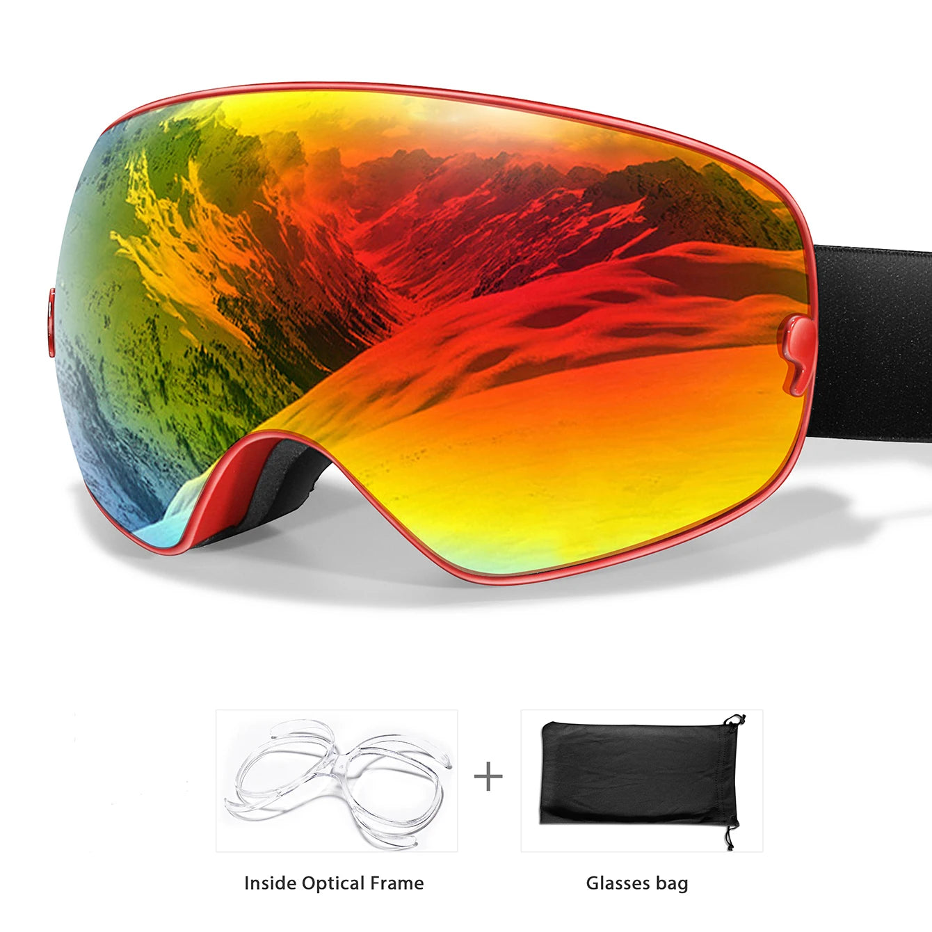 Winter Ski Goggles UV400 Anti Fog Snowboard Eyewear With Bag