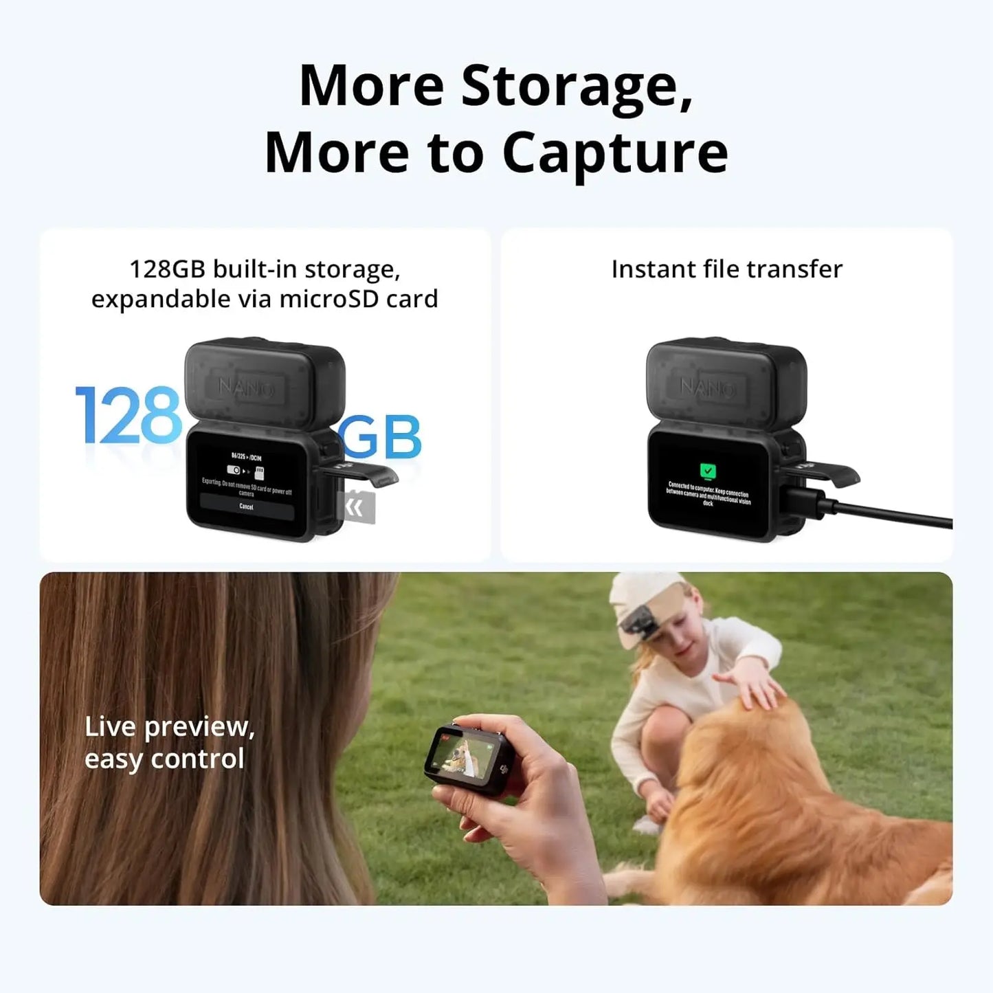 DJI Osmo Nano 4K 60fps Vlogging Camera With One Point Three Inch Sensor Wide FOV