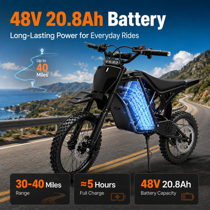 3000W Peak Power Electric Dirt Bike with Dual Suspension