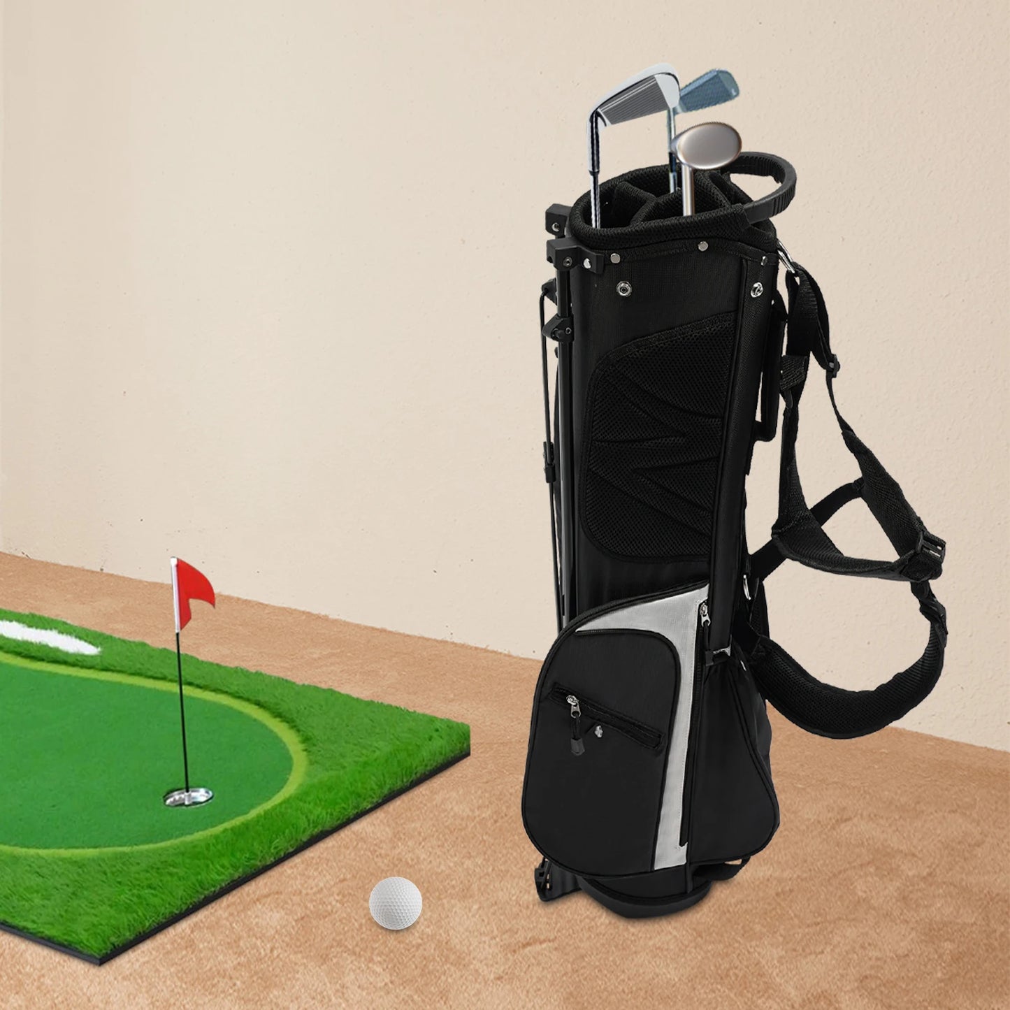 Golf Stand Bag Lightweight Nylon Waterproof 3 Dividers 5 Pockets