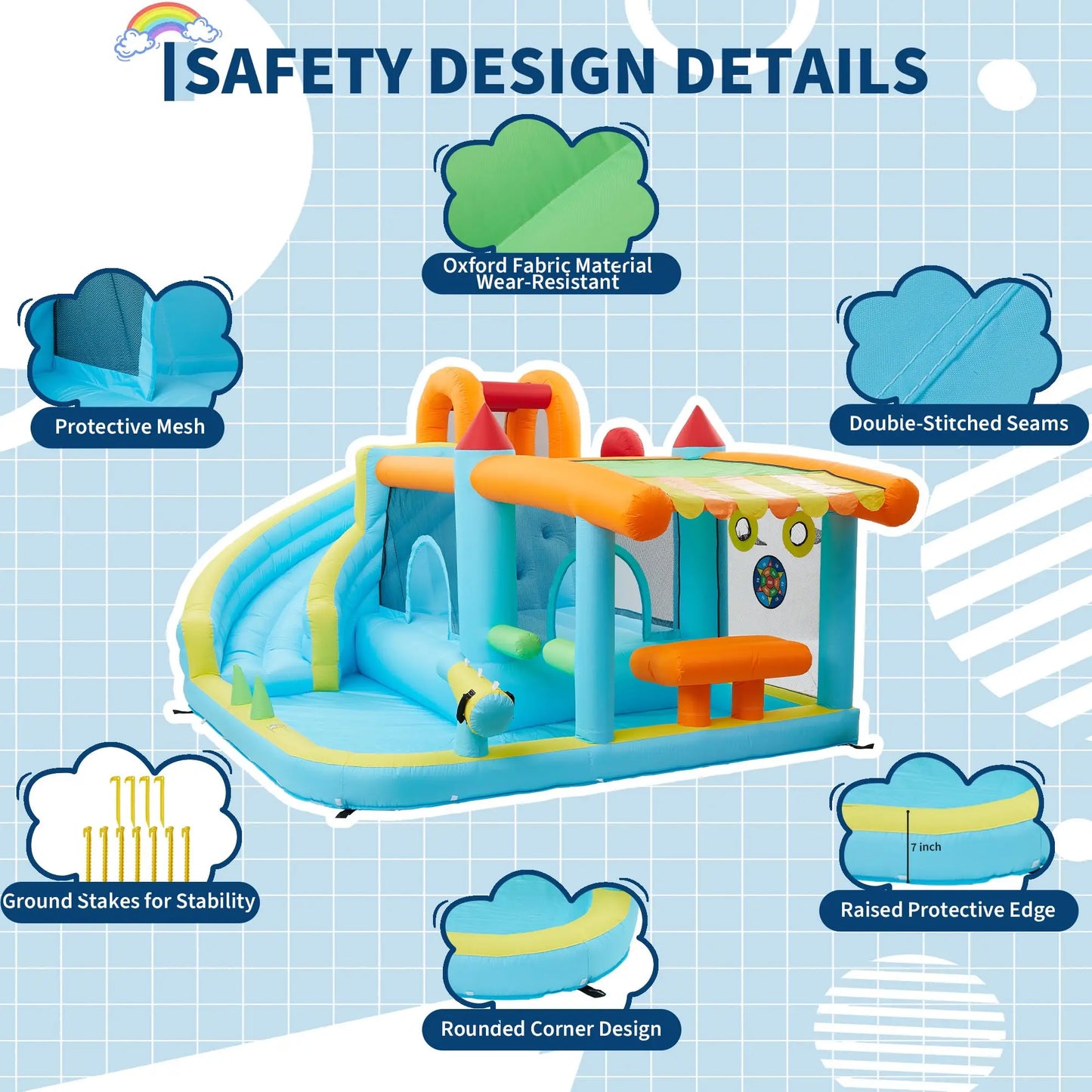 HiMISS 12-In-1 Inflatable Water Bounce House With Slide For Backyard
