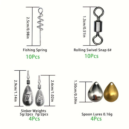 Complete Fishing Tackle Kit with Hooks Bait and Sinkers