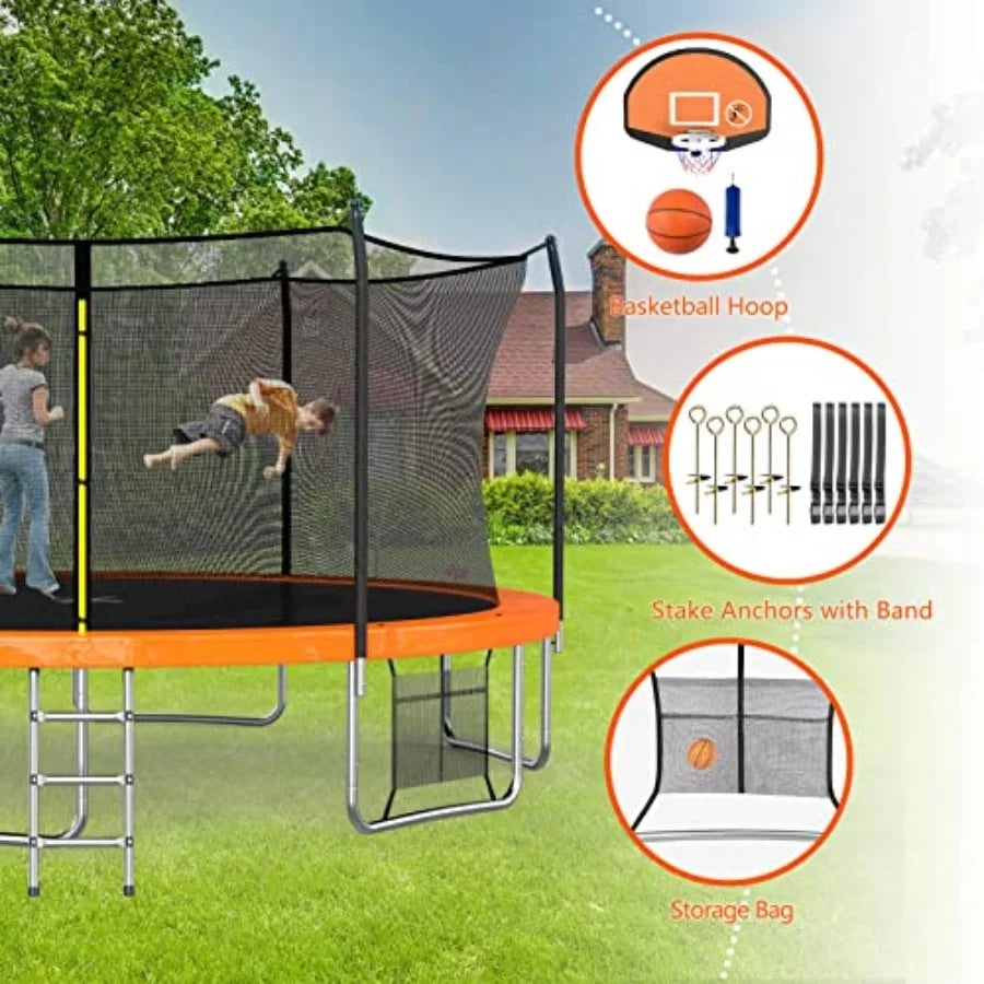 Outdoor Trampoline With Steel Frame UV Resistant Mat And Safety Net