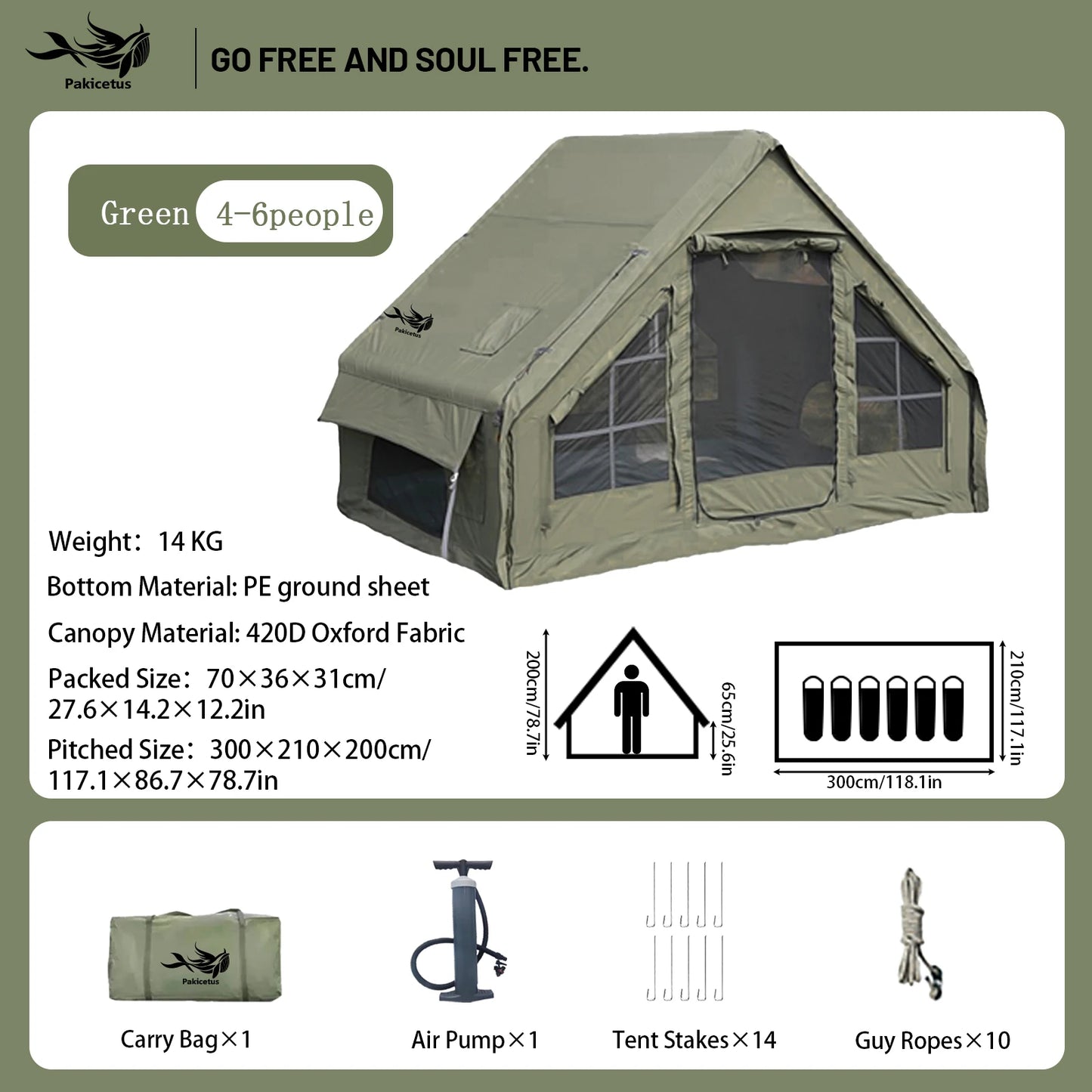 Inflatable Quick Setup Camping Tent Waterproof Family Tent Portable