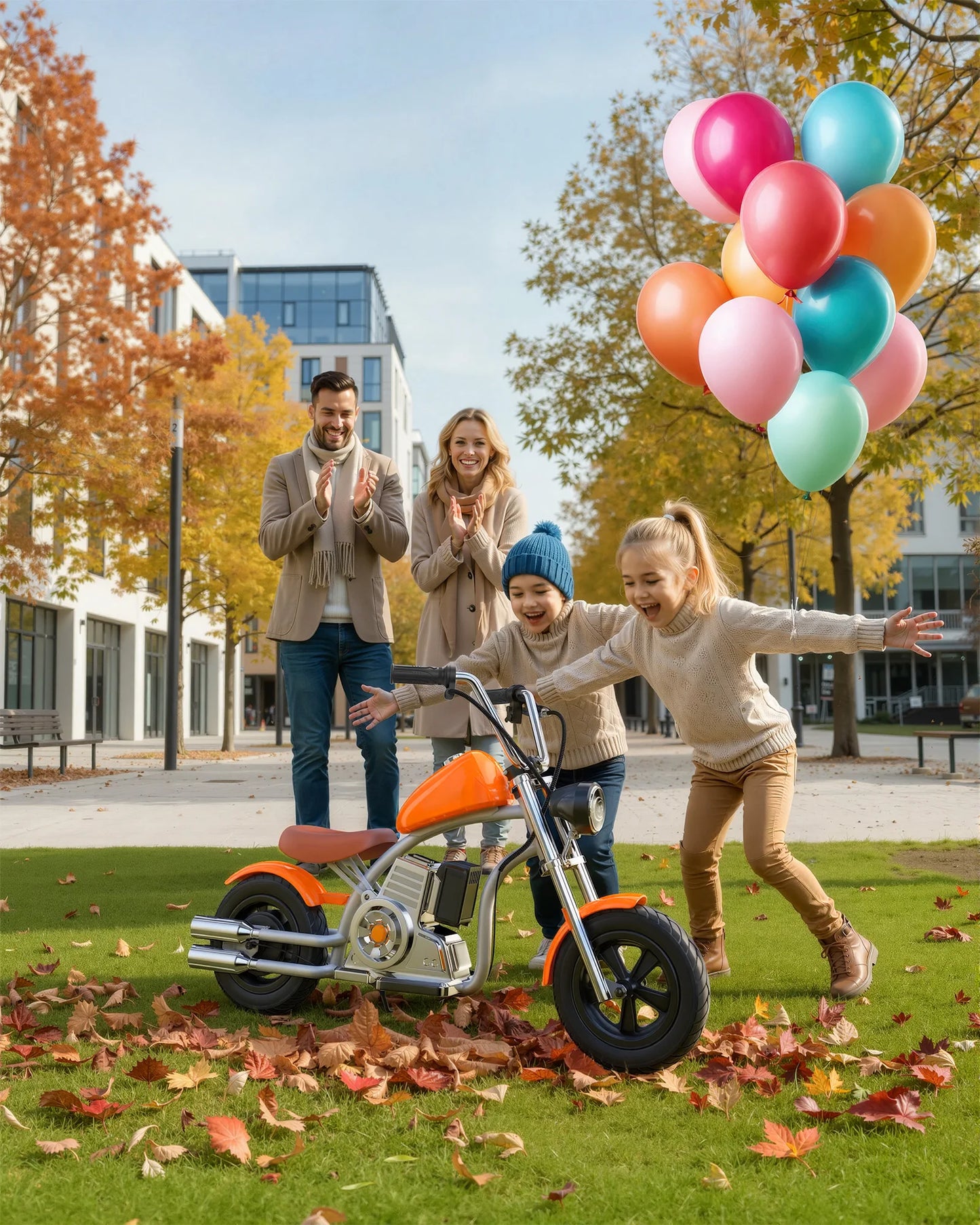 Kids Electric Motorcycle, 18V Electric Dirt Bike for Kids, 160W Motor 10MPH Fast Speed Retro Motocross with LED Lights,Orange