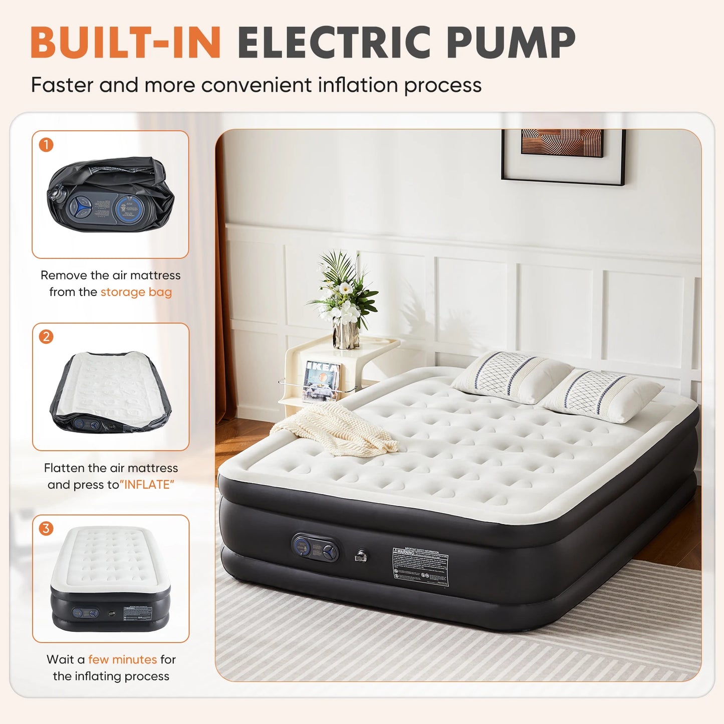Air Mattress With Built In Pump For Home Use 660 Lbs Capacity