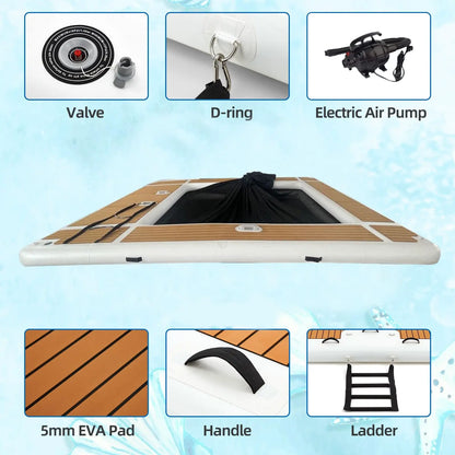 Ejia Inflatable Pool Float Platform Dock With Non Slip Surface