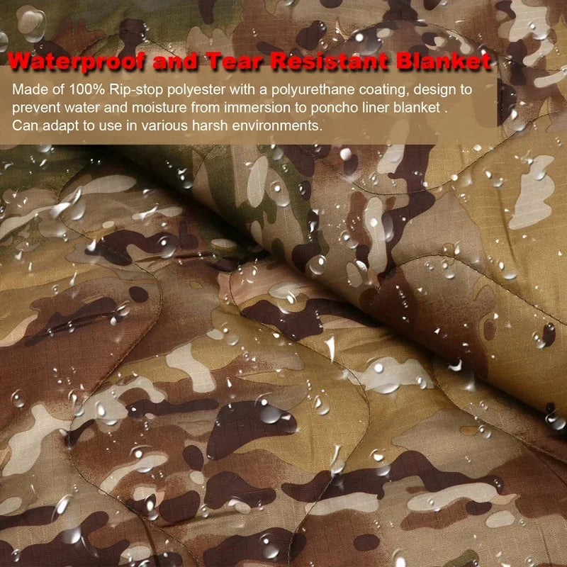 Tactical Army Poncho Liner Camouflage Water Repellent Woobie