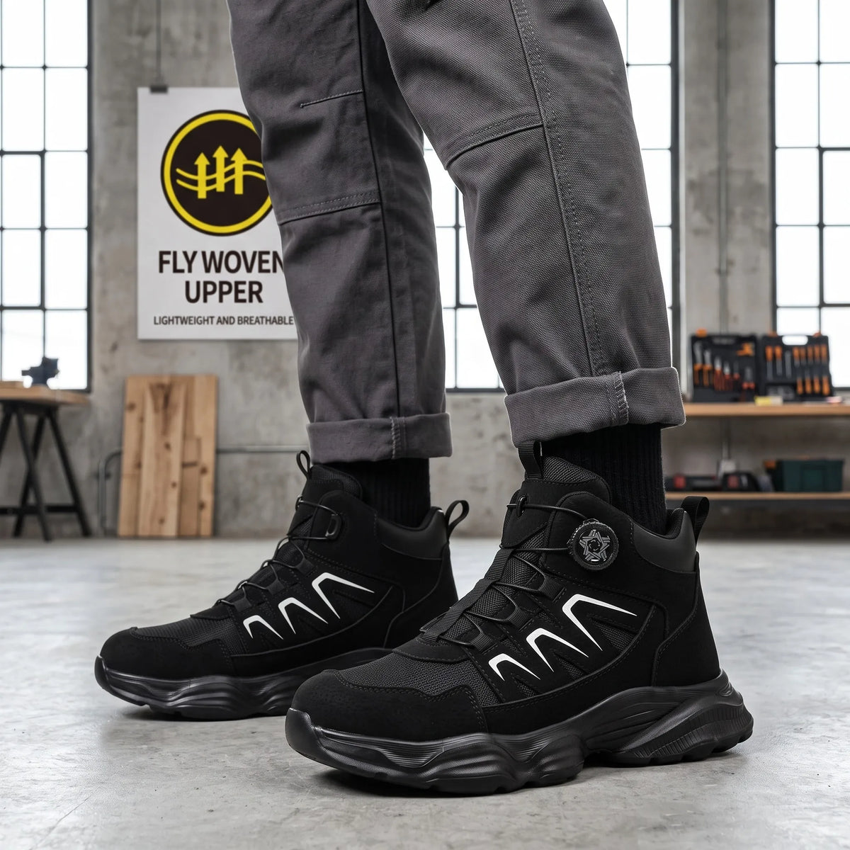 Steel Toe Safety Work Boots Lightweight Comfortable Industrial Shoes