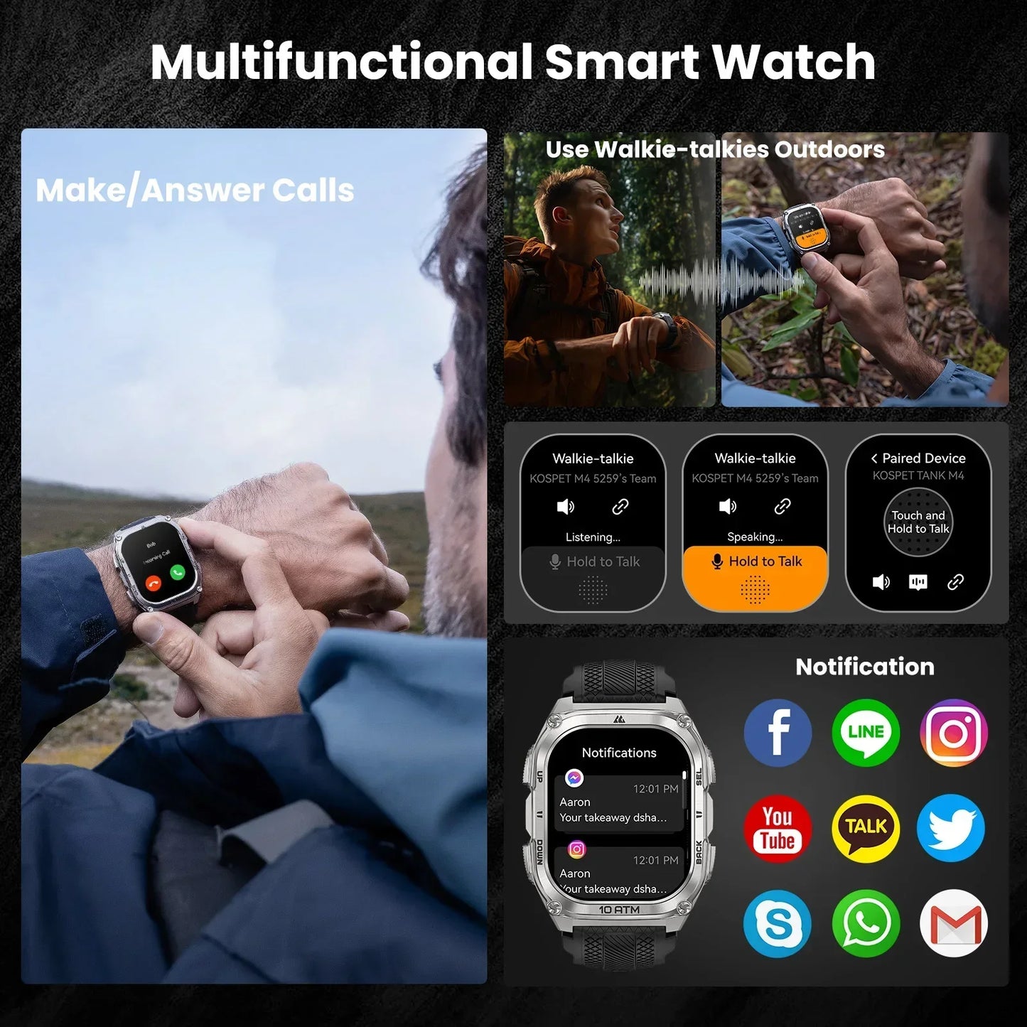 KOSPET Tank M4 Smart Watch GPS Offline Maps 10 ATM
