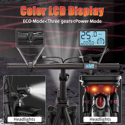 UPlee GQ8 500W Foldable Electric Bike With Trunk And Suspension