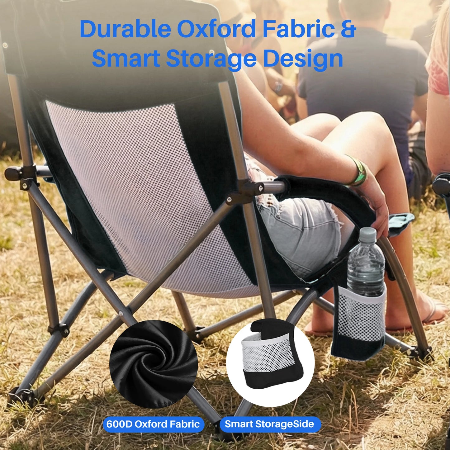 JHK Portable Lightweight Camping Beach Chair With Cup Holder
