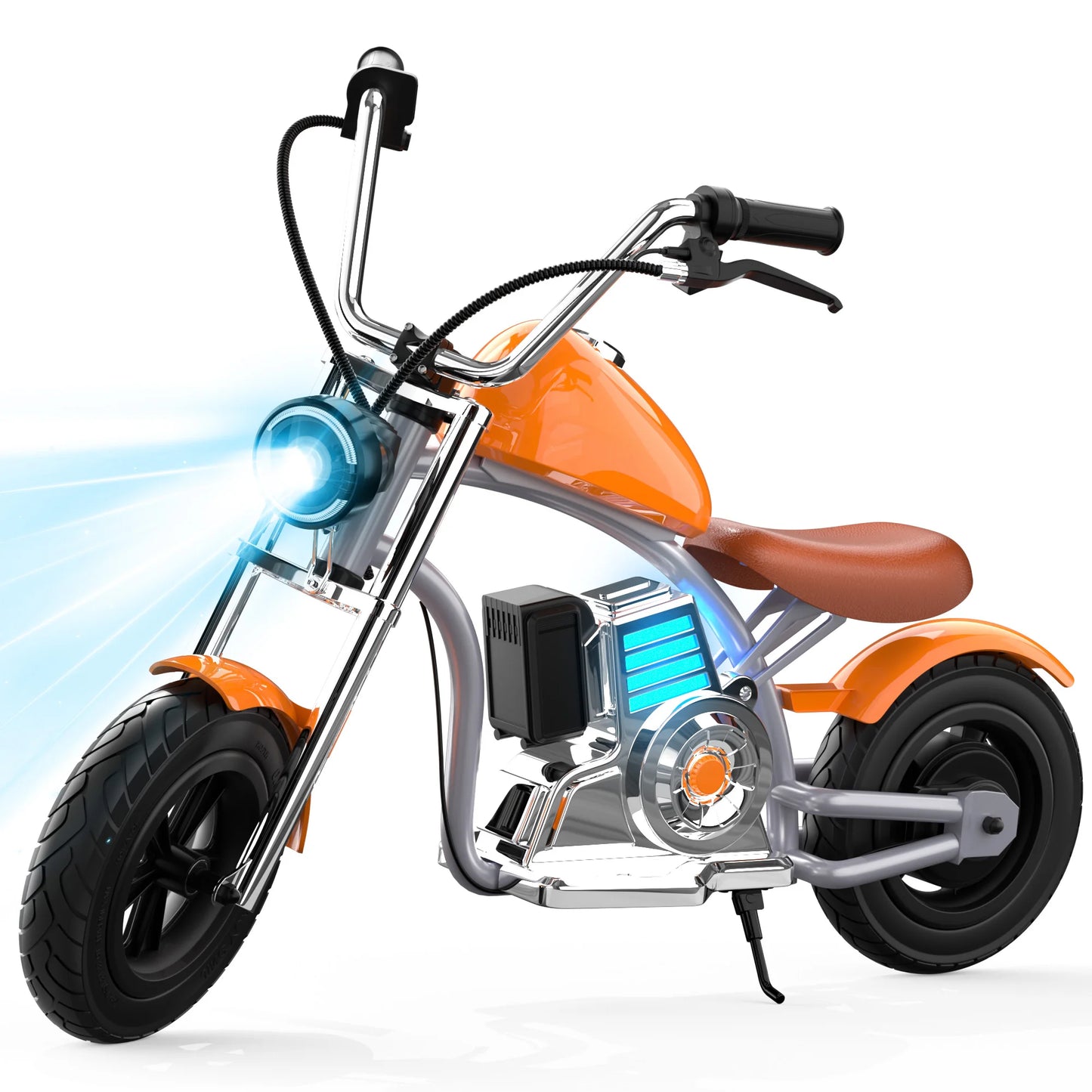 Kids Electric Motorcycle, 18V Electric Dirt Bike for Kids, 160W Motor 10MPH Fast Speed Retro Motocross with LED Lights,Orange