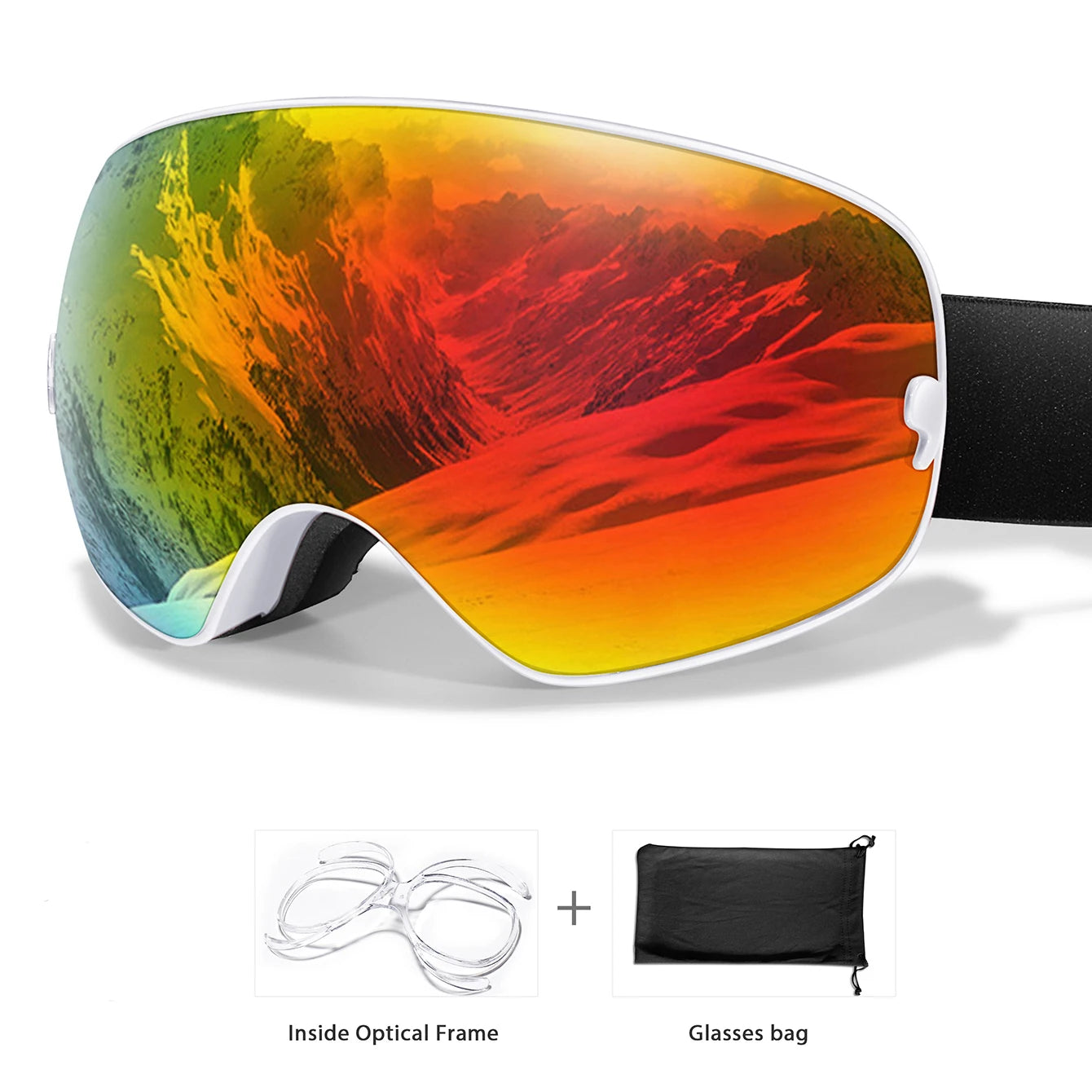 Winter Ski Goggles UV400 Anti Fog Snowboard Eyewear With Bag