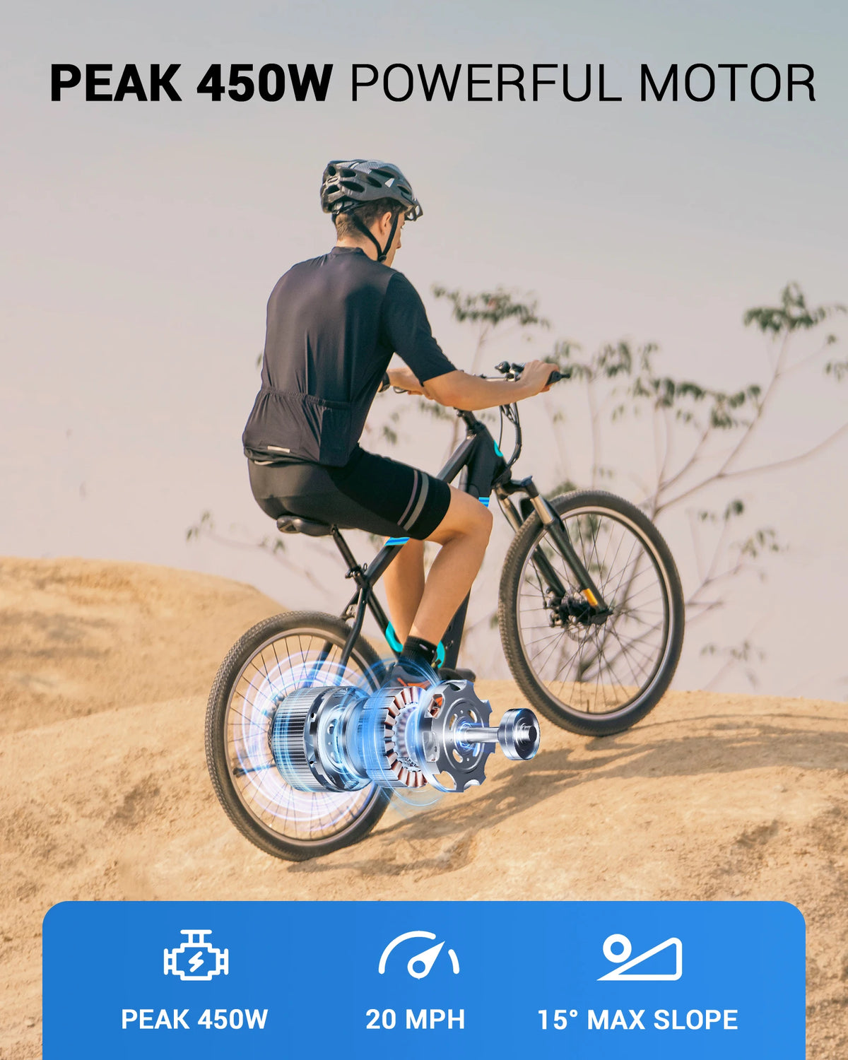 GYROOR Electric Mountain Bike With Removable Battery And Shimano Gears