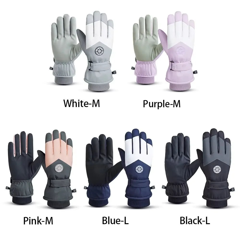 Winter Unisex Snowboard Ski Gloves PU Leather Waterproof Touch Screen