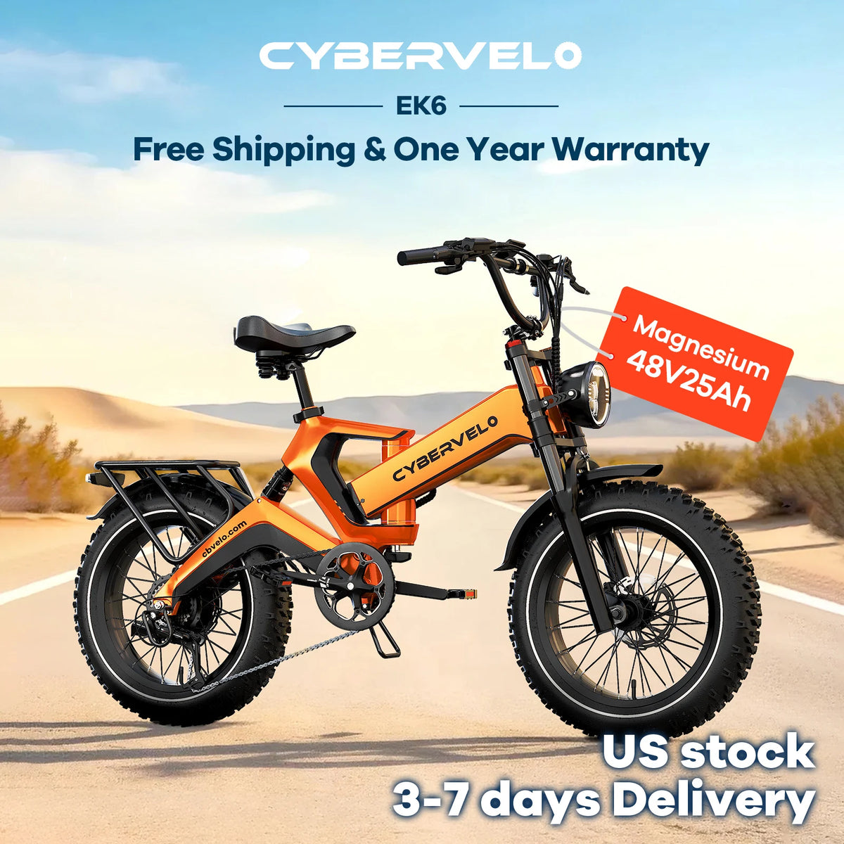 Cybervelo 2000W Foldable Fat Tire Electric Bike 48V Battery