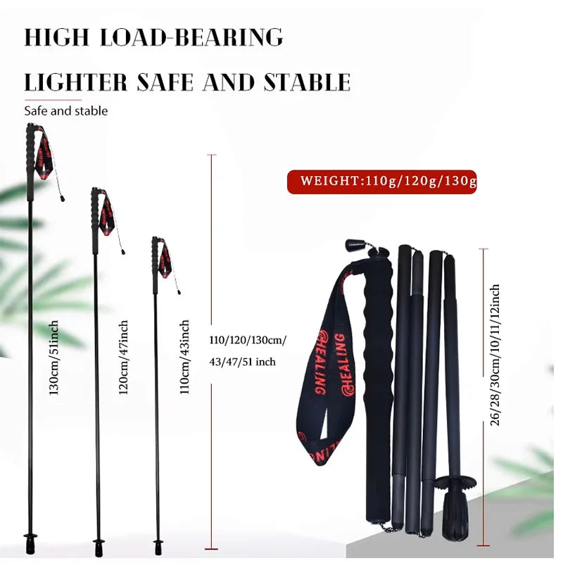 OKHEALING Carbon Fiber Trekking Poles Foldable Hiking Sticks