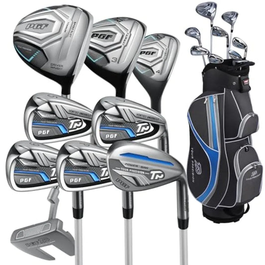 PGF Gold Tour Precision Complete Golf Club Package Set for Men Women: graphite shafts, gold finish, lightweight design for enha