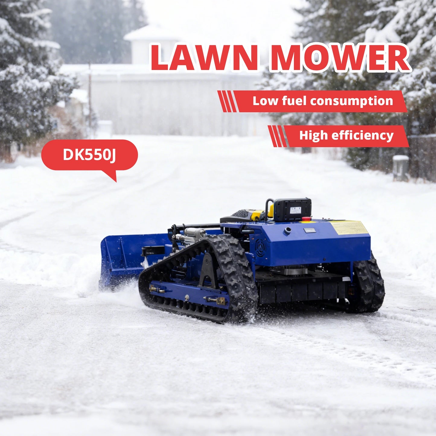 Remote Control Self Propelled Lawn Mower With Snow Shovel Rechargeable